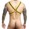 MOB Eroticwear Harnais Cross Chain Dngeon Noir-Jaune